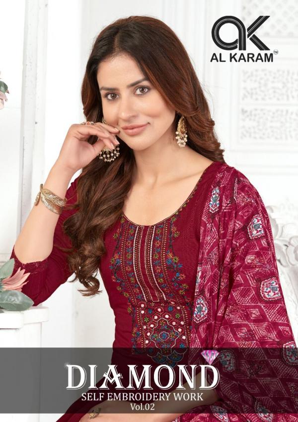 Al Karam Diamond Vol -2 cotton Printed Designer Dress Material